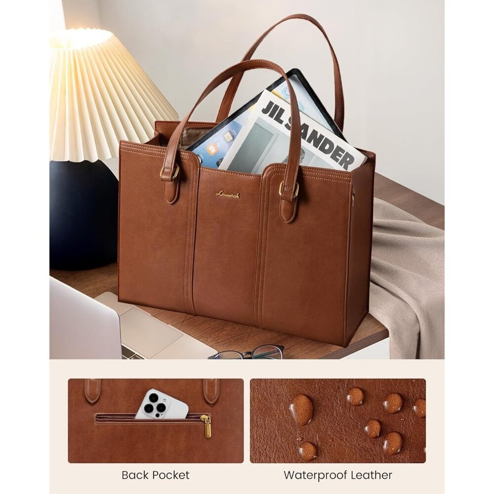 Elegant Laptop Carrier Spacious Work Bag for Women Tote Purse with Wristlet - Picture 3 of 6
